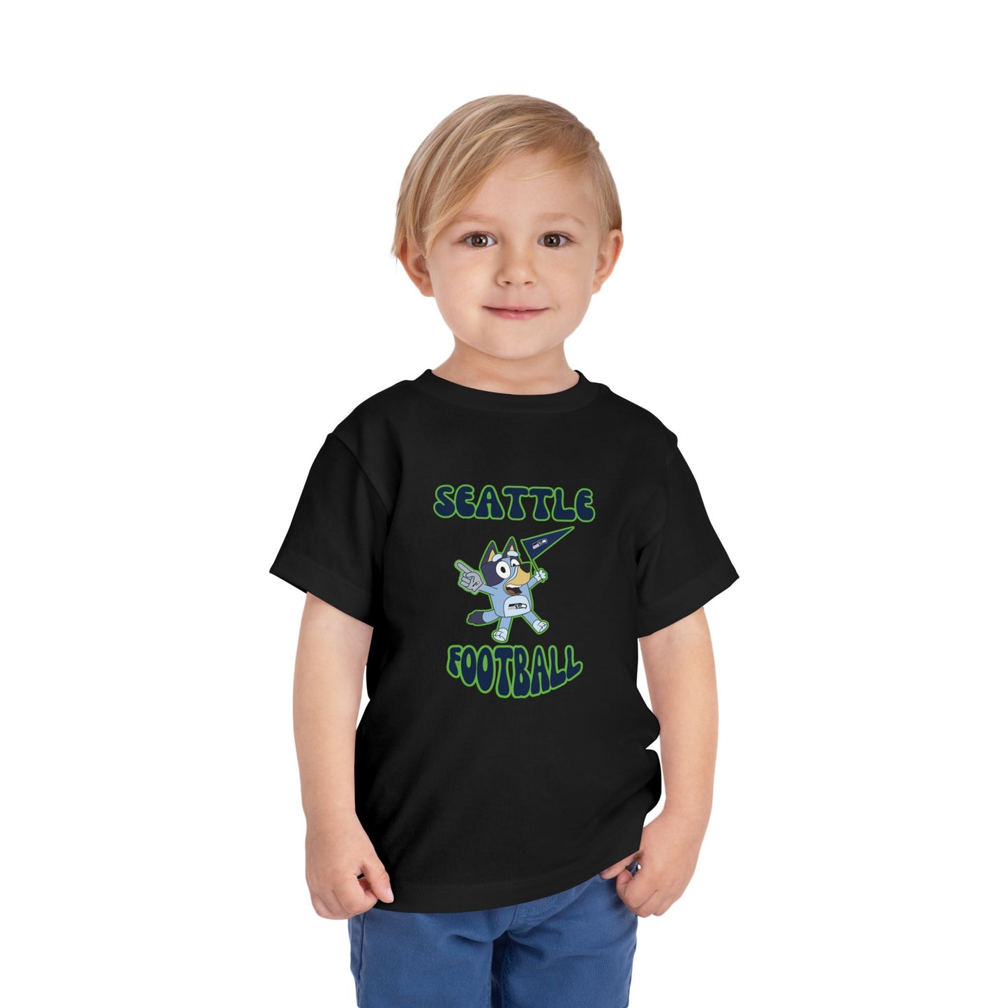 Toddler Bluey Design Seattle Seahawks Football -Inspired T-Shirt