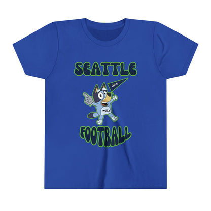 Youth Bluey Design Seattle Seahawks Football -Inspired T-Shirt