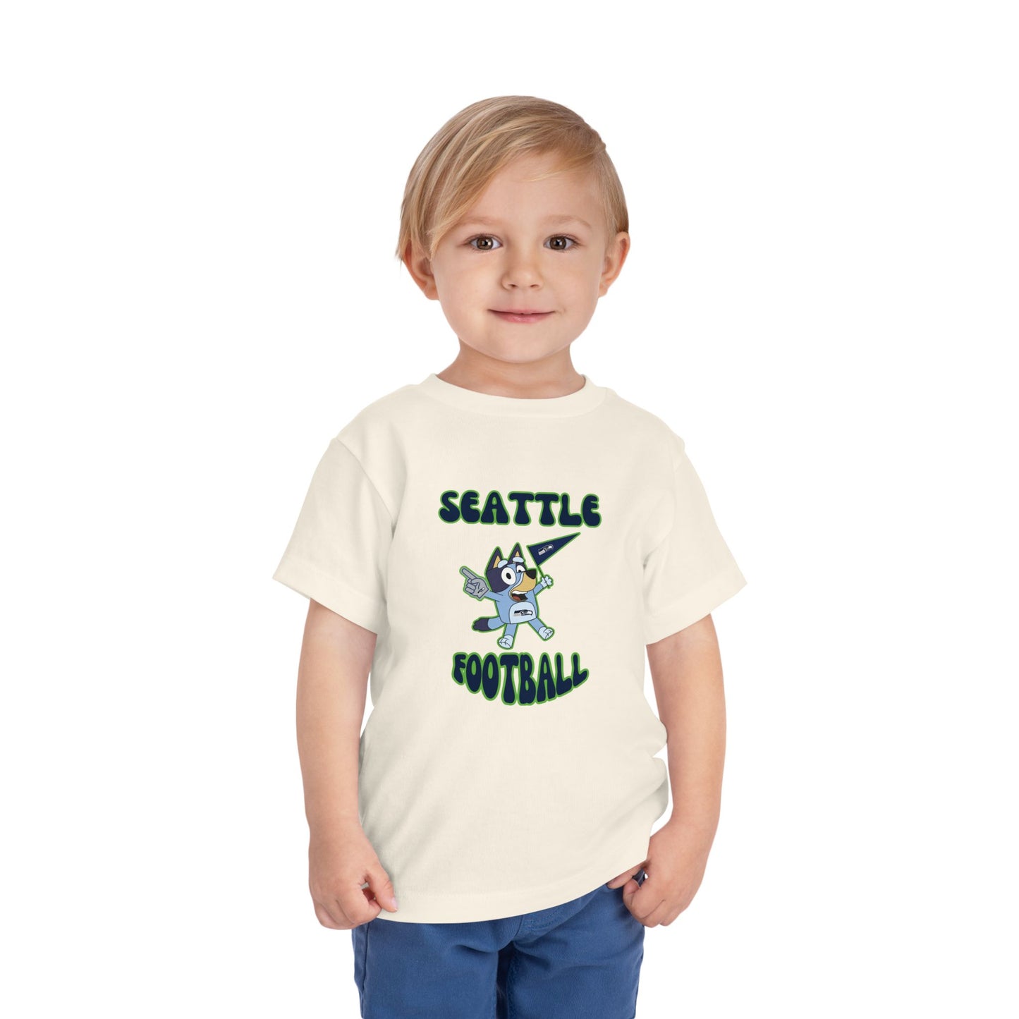 Toddler Bluey Design Seattle Seahawks Football -Inspired T-Shirt