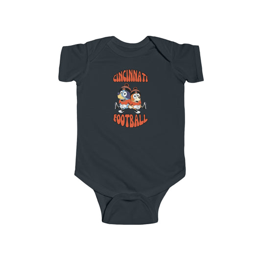 Infant Bluey & Bingo Design Cincinnati Bengals Football - Inspired Onesie