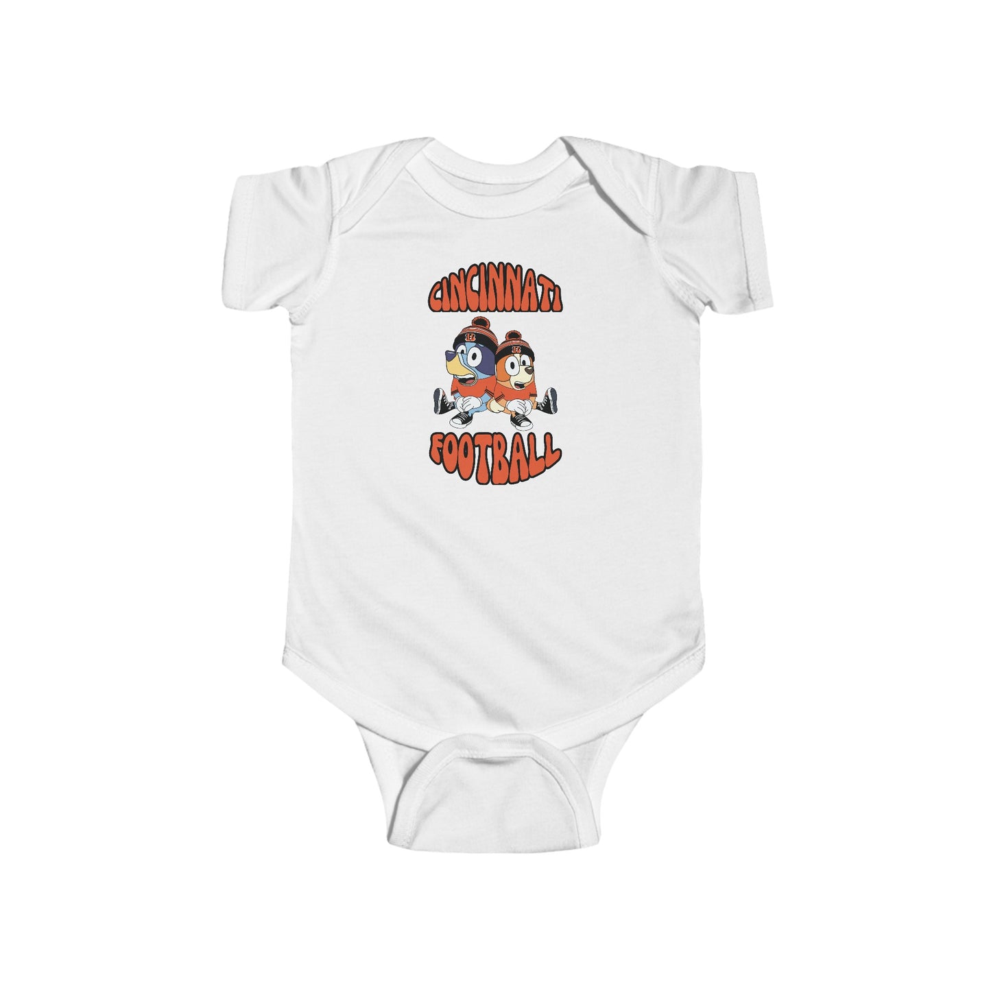 Infant Bluey & Bingo Design Cincinnati Bengals Football - Inspired Onesie