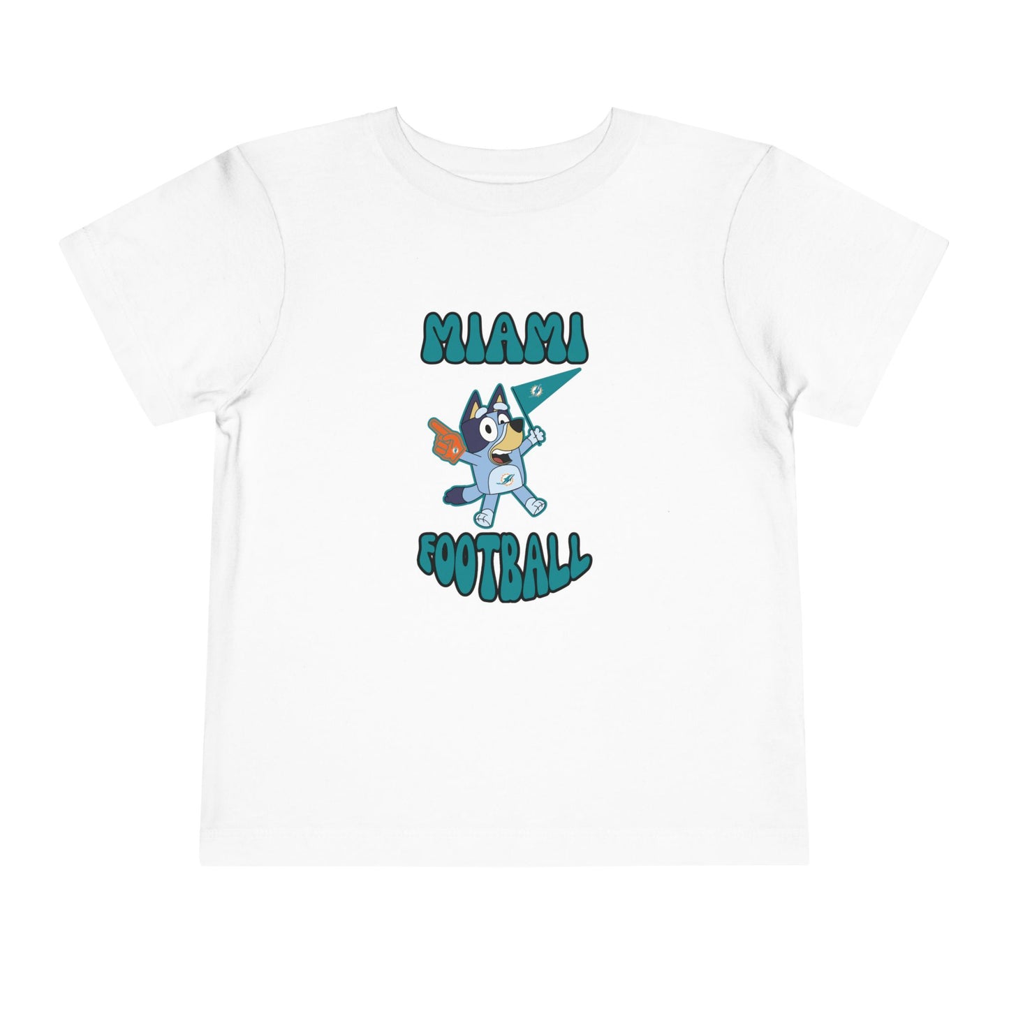 Toddler Bluey Design Miami Dolphins Football -Inspired T-Shirt