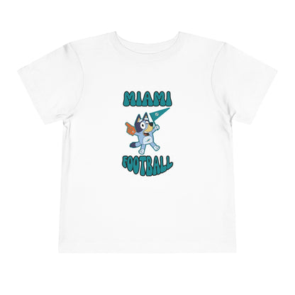 Toddler Bluey Design Miami Dolphins Football -Inspired T-Shirt