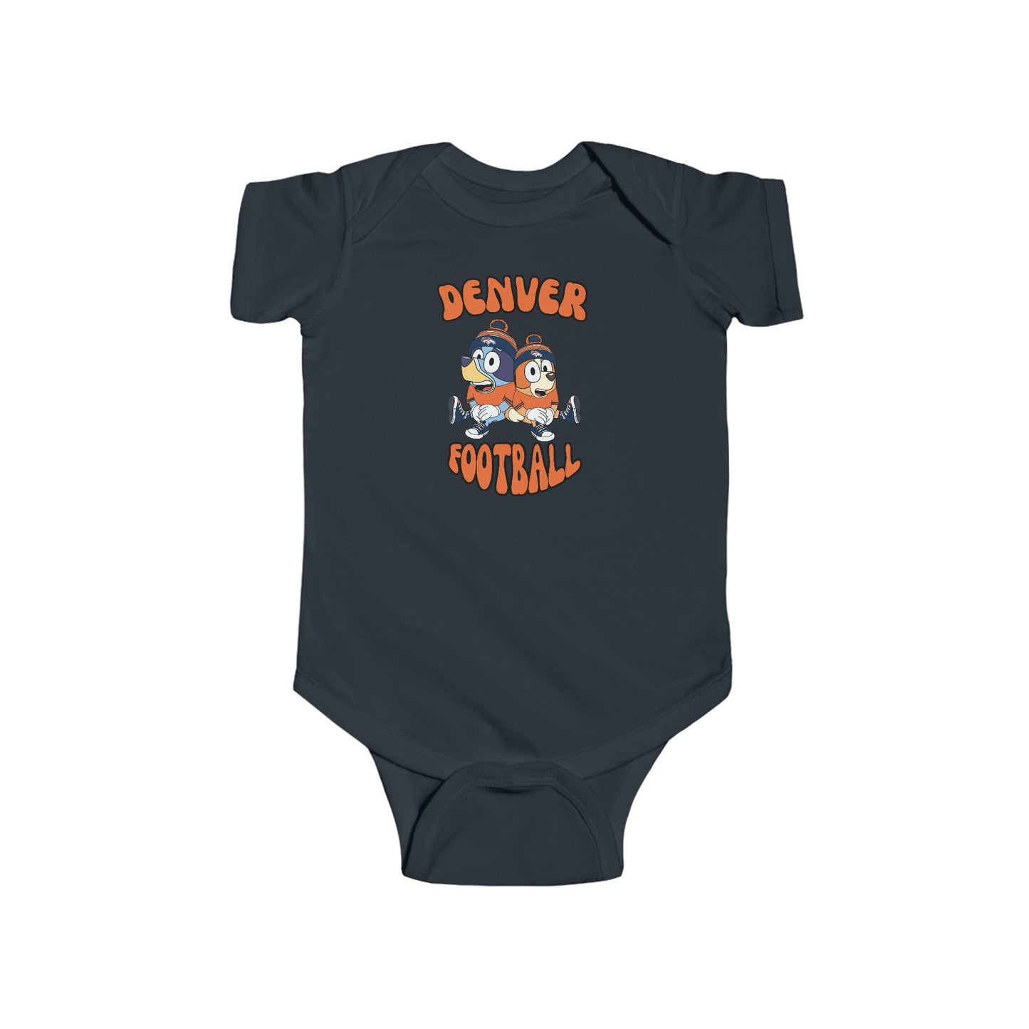 Infant Bluey & Bingo Design Broncos Football - Inspired Onesie