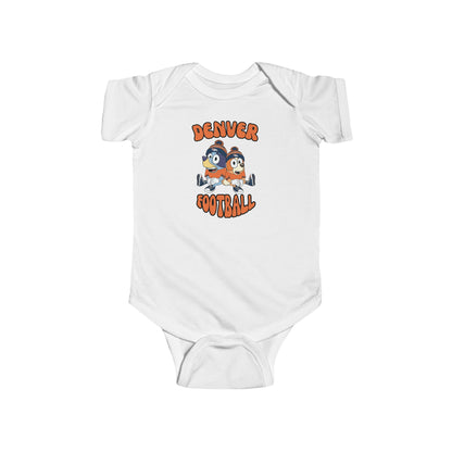 Infant Bluey & Bingo Design Broncos Football - Inspired Onesie