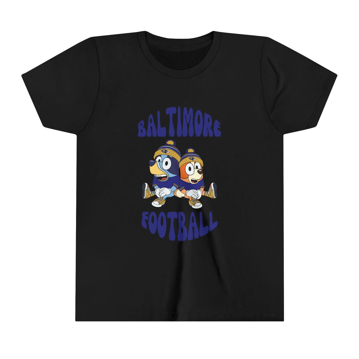 Youth Bluey & Bingo Design Ravens Football - Inspired T-Shirt