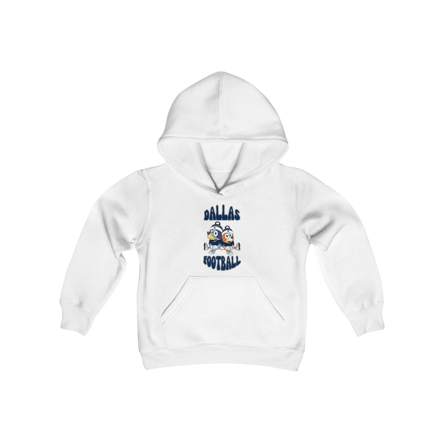 Youth Bluey & Bingo Design Dallas Football - Inspired Heavy Blend Hooded Sweatshirt