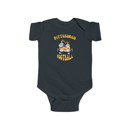 Infant Bluey & Bingo Design Pittsburgh Steelers Football - Inspired Onesie