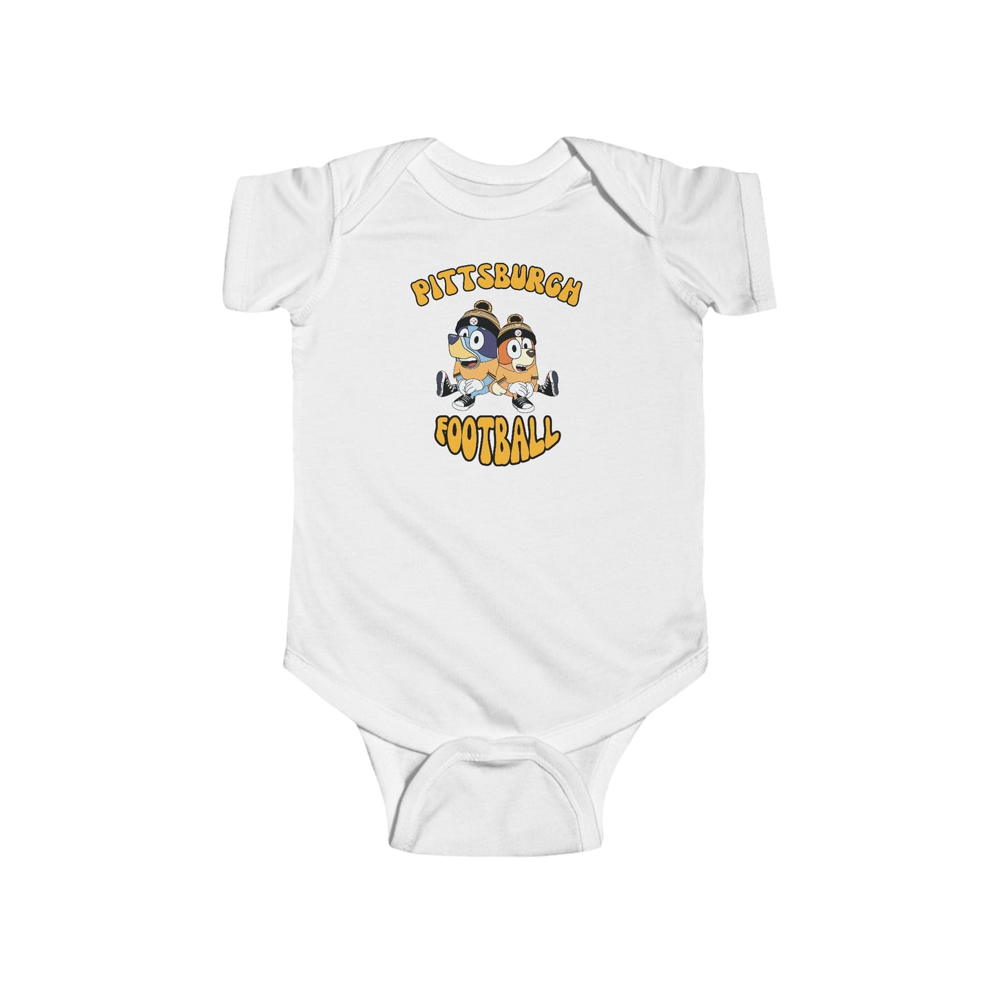 Infant Bluey & Bingo Design Pittsburgh Steelers Football - Inspired Onesie