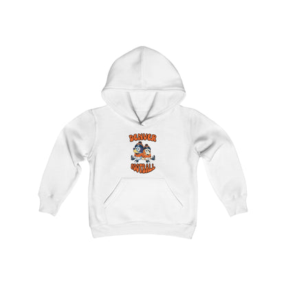 Youth Bluey & Bingo Design Broncos Football - Inspired Heavy Blend Hooded Sweatshirt