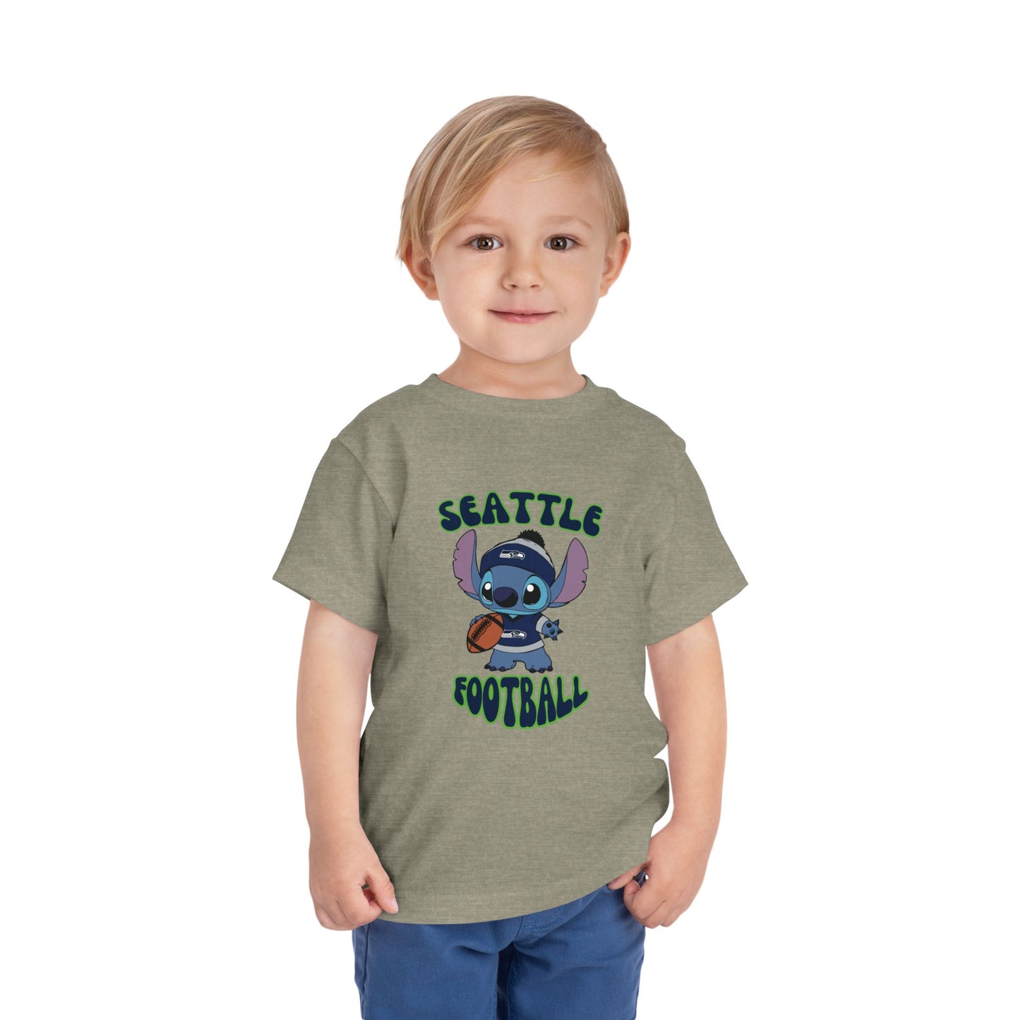 Toddler Stitch Design Seahawks Football - Inspired T-Shirt