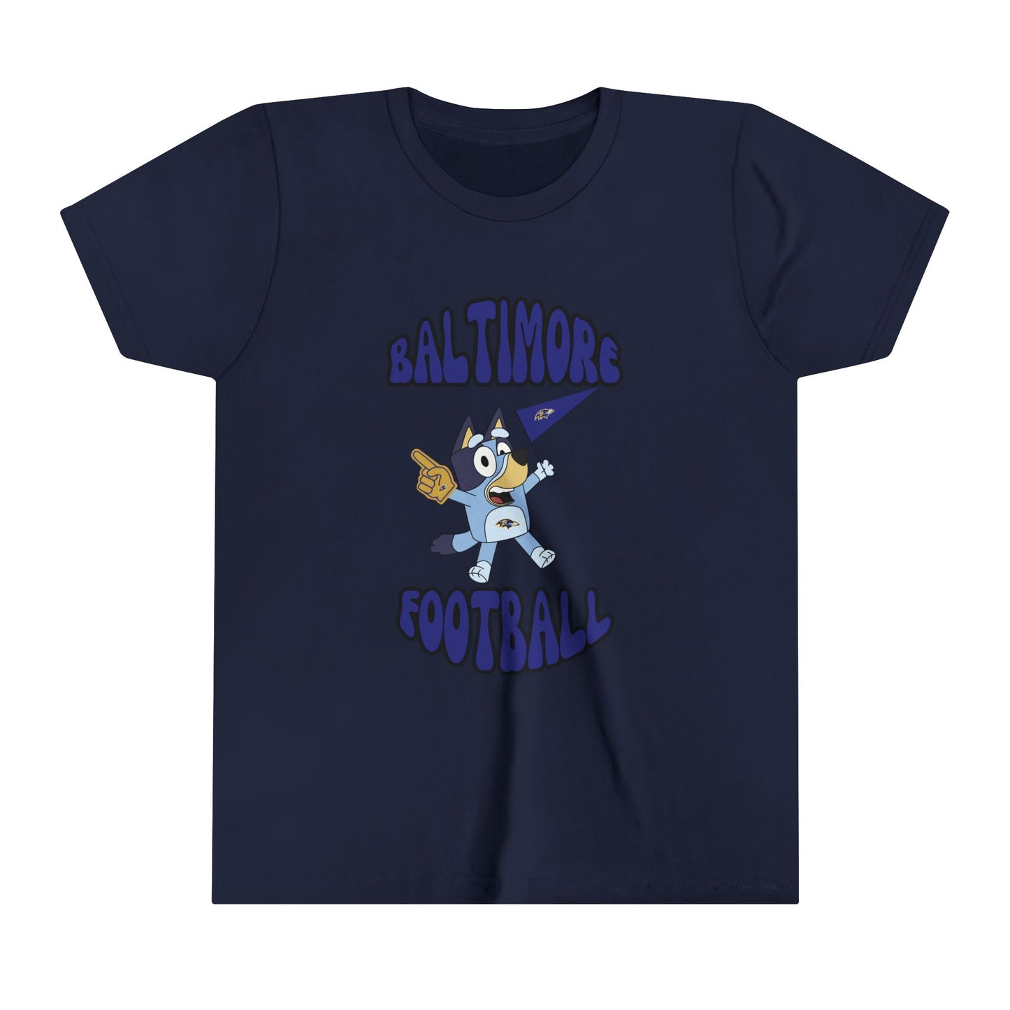 Youth Bluey Design Baltimore Ravens Football -Inspired T-Shirt