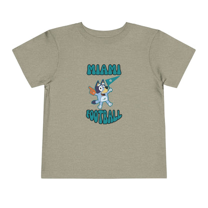 Toddler Bluey Design Miami Dolphins Football -Inspired T-Shirt