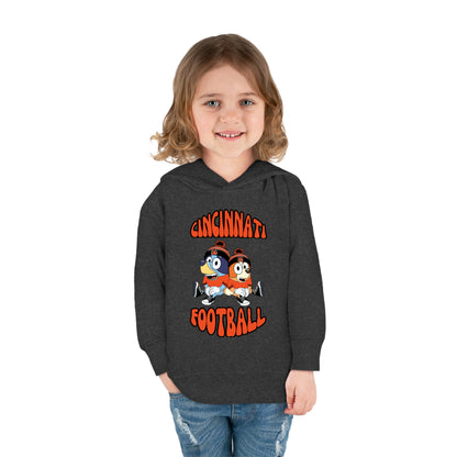 Toddler Bluey & Bingo Design Cincinnati Bengals Football - Inspired Pullover Fleece Hoodie