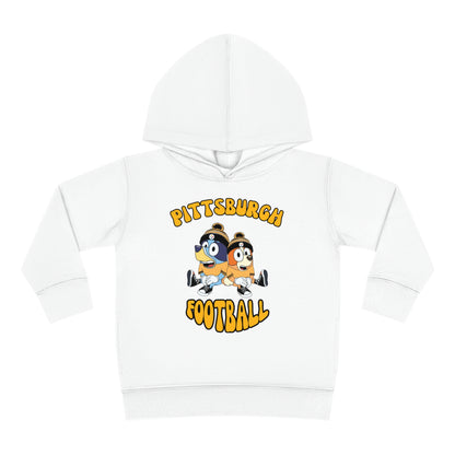 Toddler Bluey & Bingo Design Pittsburgh Steelers Football - Inspired Pullover Fleece Hoodie