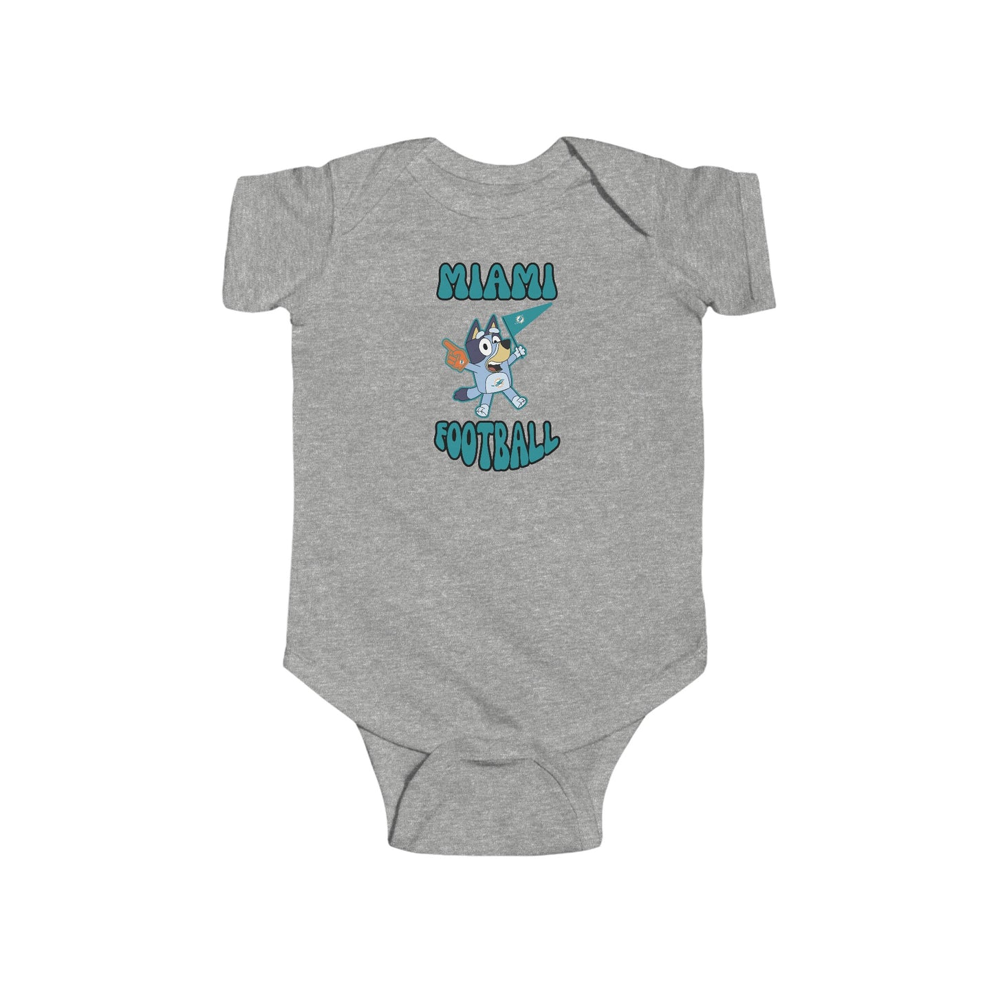 Infant Bluey Design Miami Dolphins Football -Inspired Bodysuit