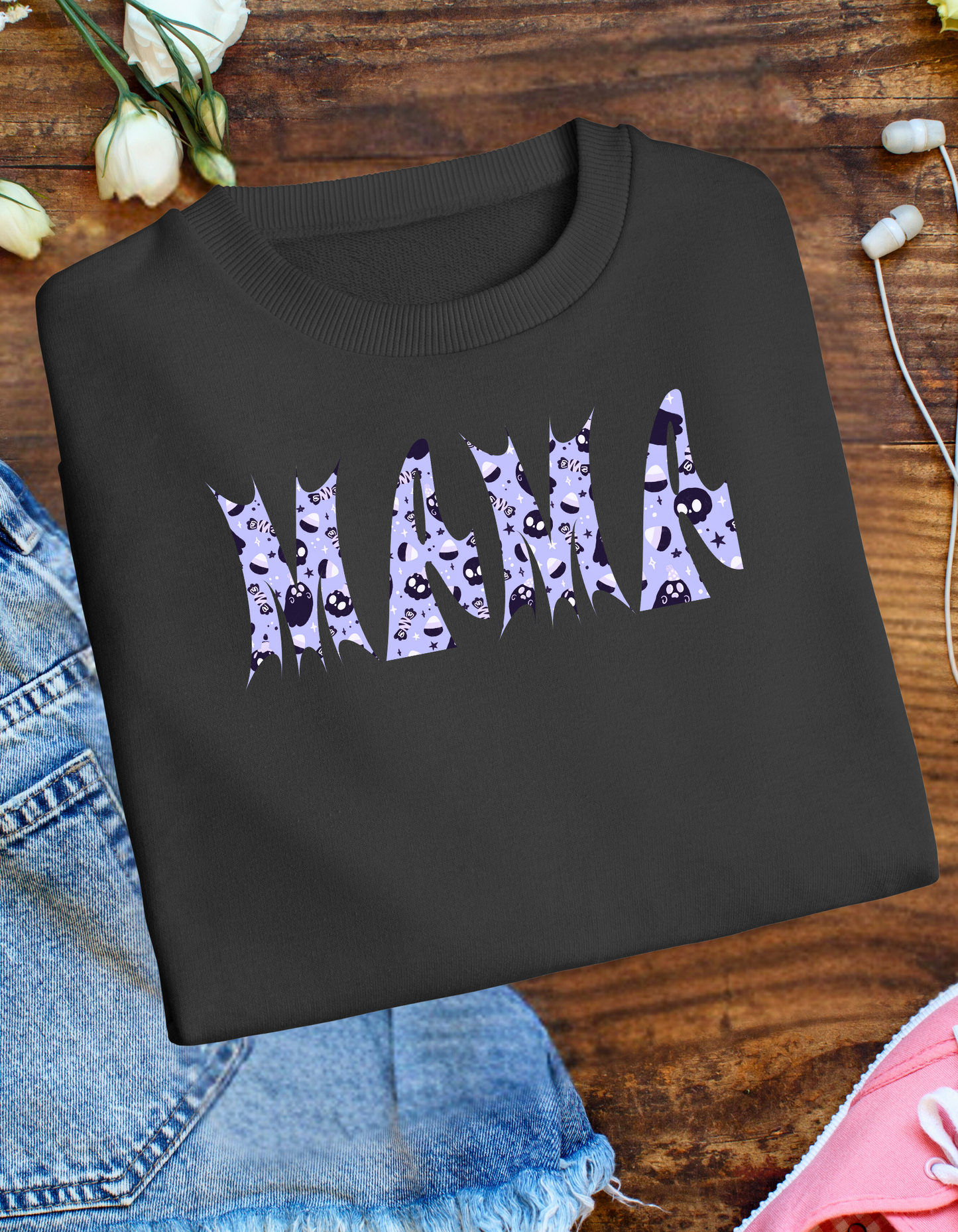 Halloween Trendy Mama Crewneck Sweatshirt – Comfort & Style for Spooky Season