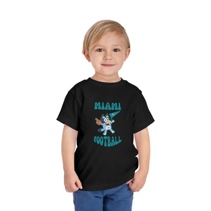 Toddler Bluey Design Miami Dolphins Football -Inspired T-Shirt