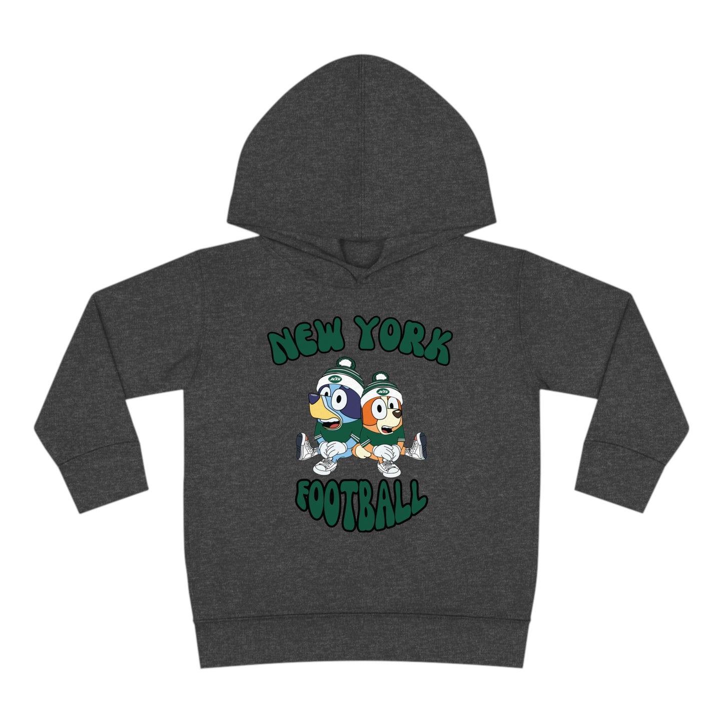 Toddler Bluey & Bingo Design New York Jets Football - Inspired Pullover Fleece Hoodie