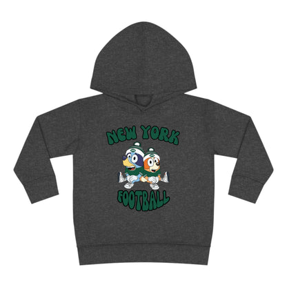 Toddler Bluey & Bingo Design New York Jets Football - Inspired Pullover Fleece Hoodie