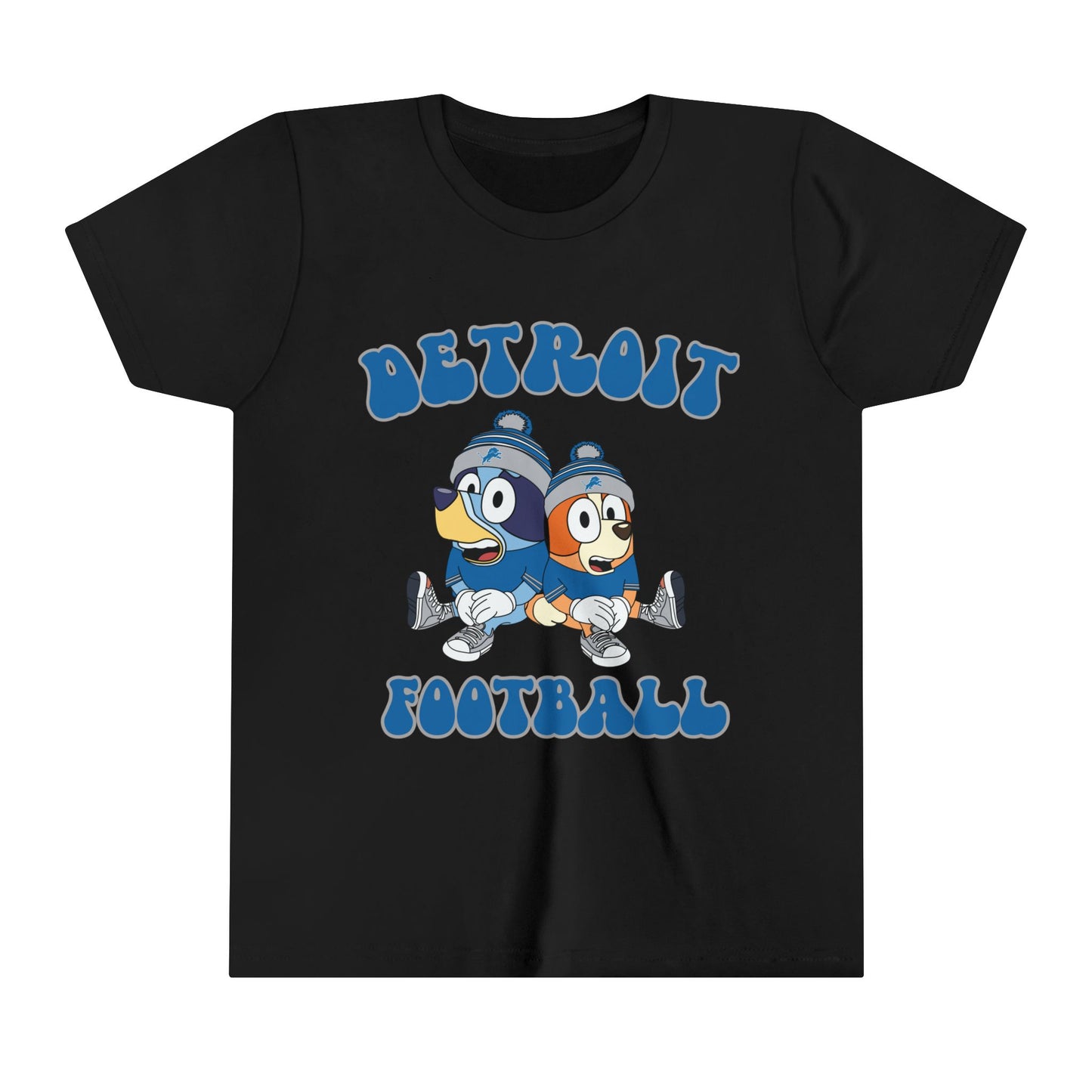 Youth Bluey & Bingo Design Detroit Lions Football - Inspired T-Shirt