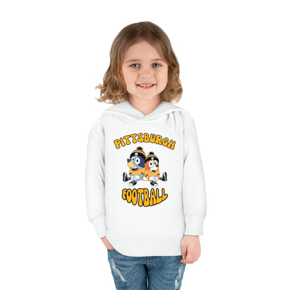 Toddler Bluey & Bingo Design Pittsburgh Steelers Football - Inspired Pullover Fleece Hoodie