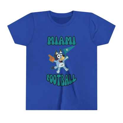 Youth Bluey Design Miami Dolphins Football -Inspired T-Shirt