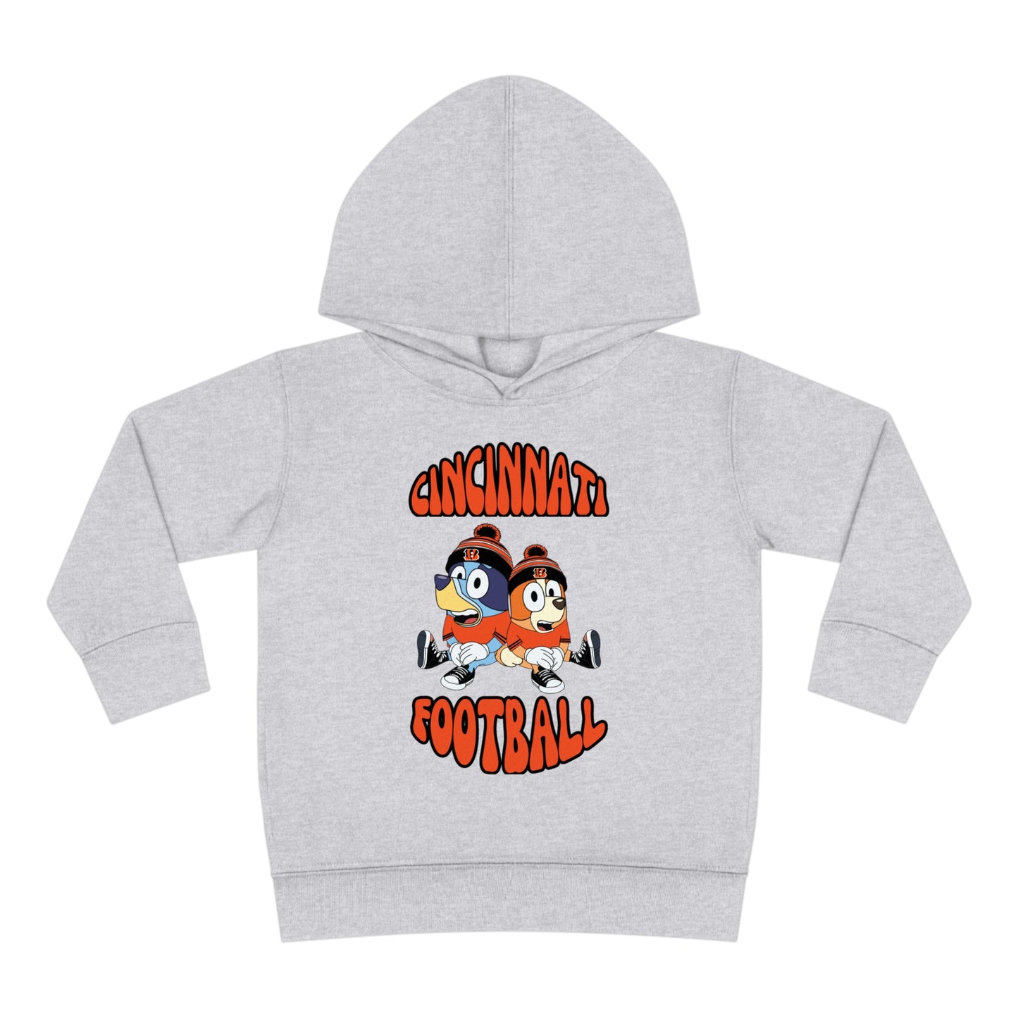 Toddler Bluey & Bingo Design Cincinnati Bengals Football - Inspired Pullover Fleece Hoodie