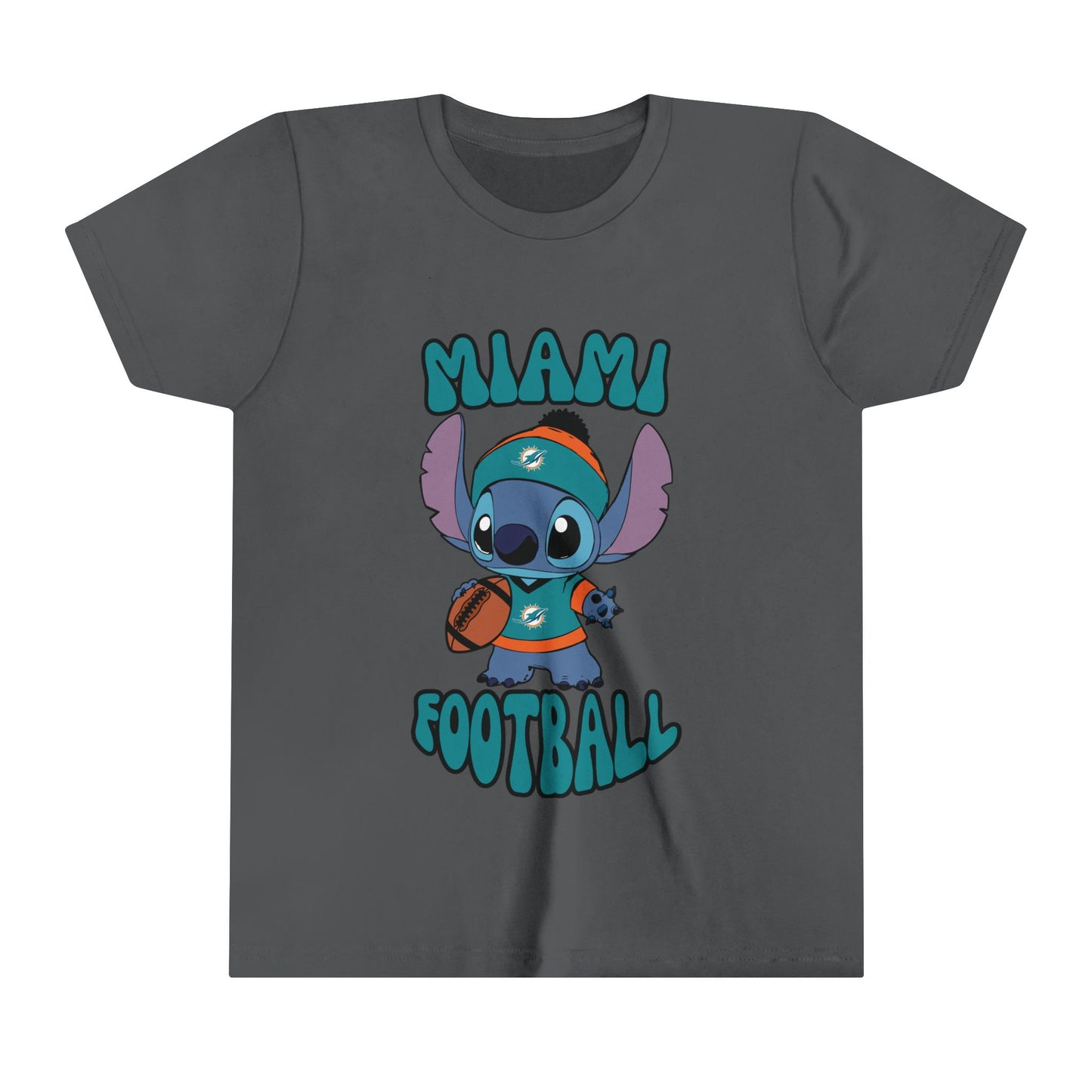 Youth Stitch Design Dolphins Football - Inspired T-Shirt