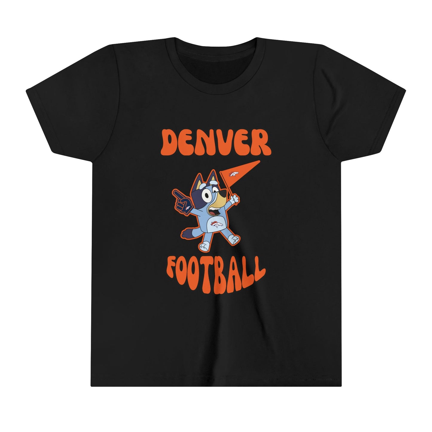 Youth Bluey Design Denver Broncos Football -Inspired T-Shirt