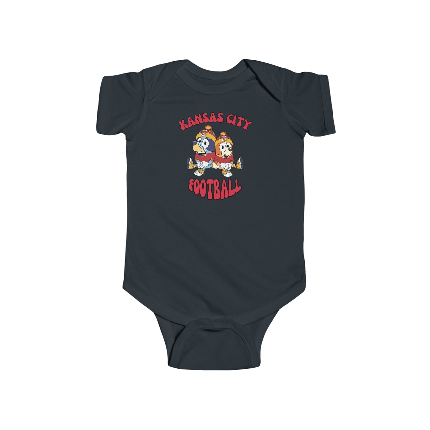 Infant Bluey & Bingo Design Kansas City Chiefs Football - Inspired Onesie