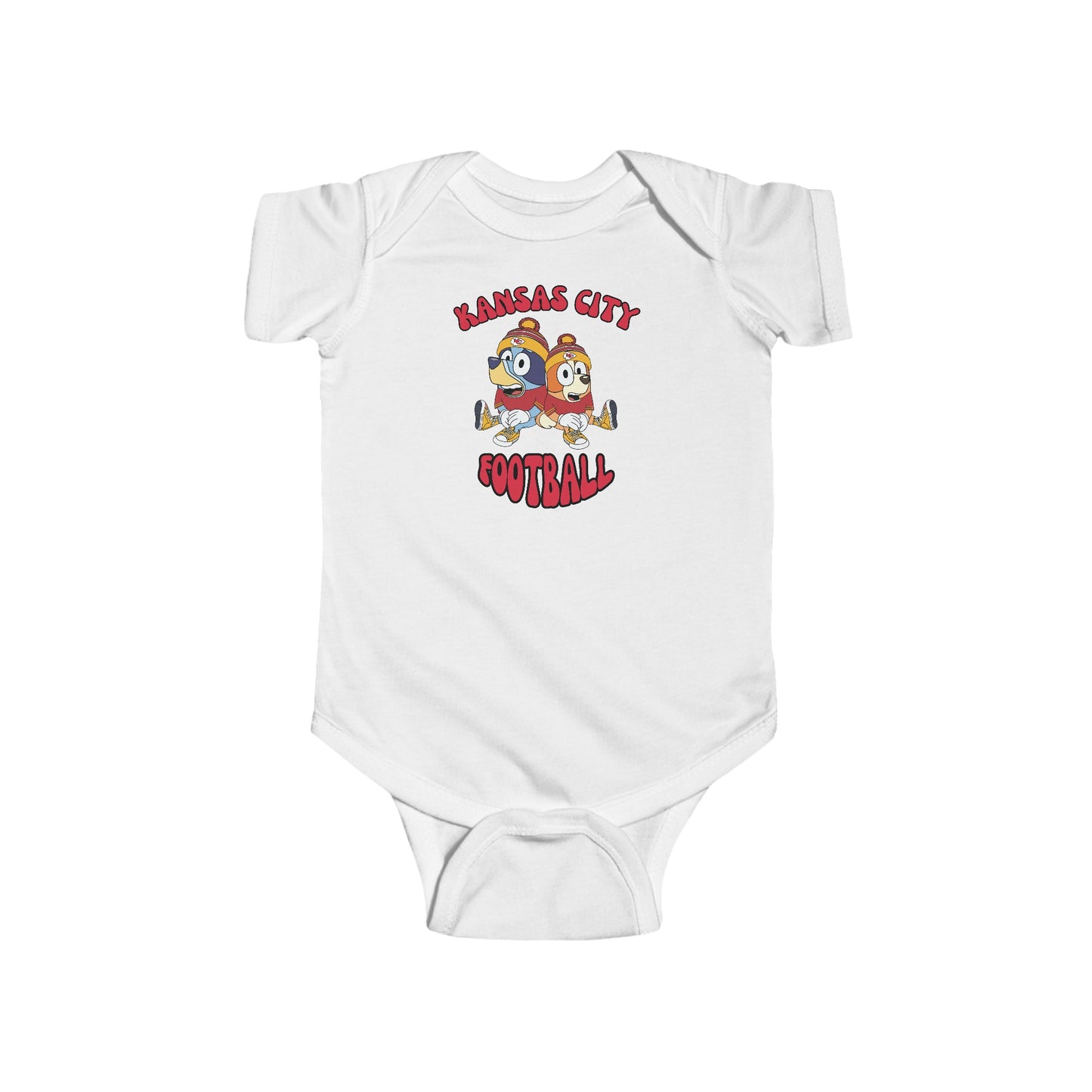 Infant Bluey & Bingo Design Kansas City Chiefs Football - Inspired Onesie