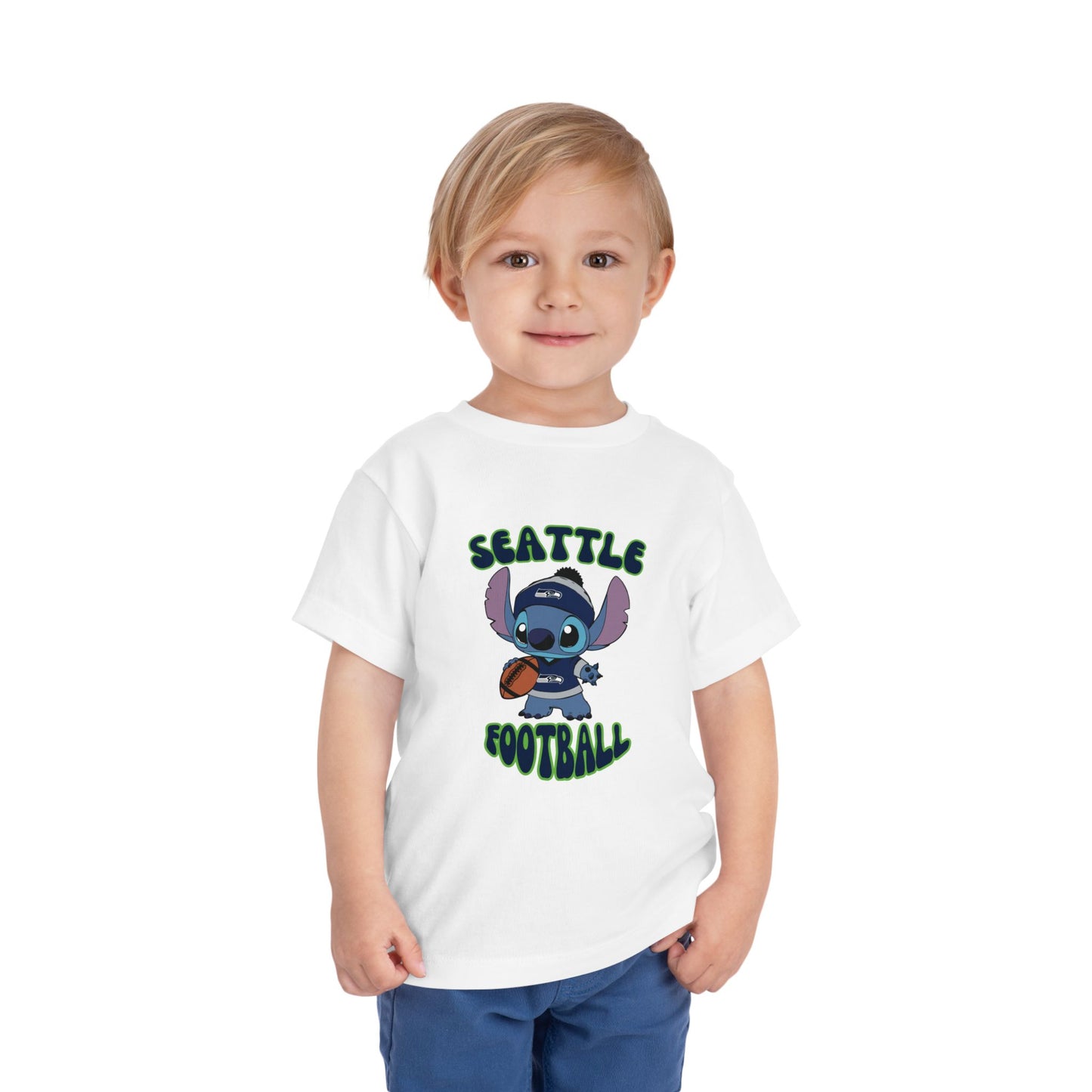 Toddler Stitch Design Seahawks Football - Inspired T-Shirt