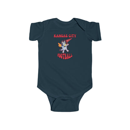 Infant Bluey Design Kansas City Chiefs Football -Inspired Bodysuit