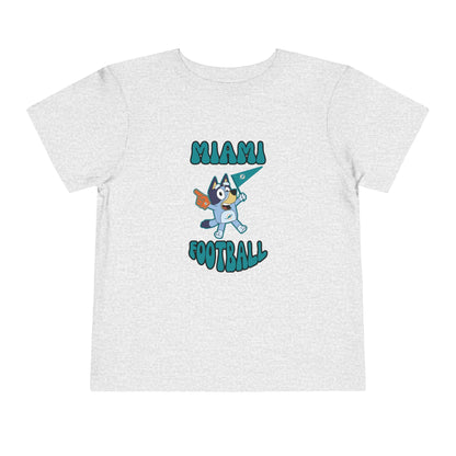 Toddler Bluey Design Miami Dolphins Football -Inspired T-Shirt