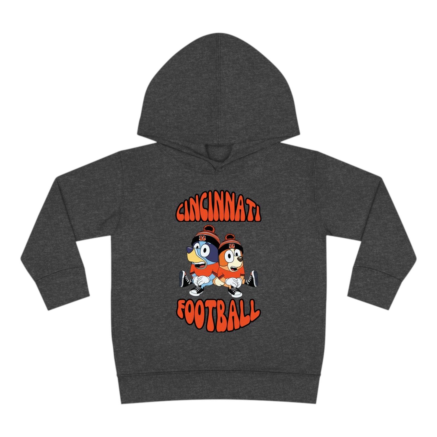 Toddler Bluey & Bingo Design Cincinnati Bengals Football - Inspired Pullover Fleece Hoodie