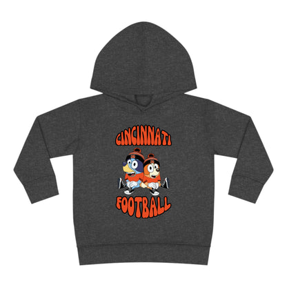 Toddler Bluey & Bingo Design Cincinnati Bengals Football - Inspired Pullover Fleece Hoodie