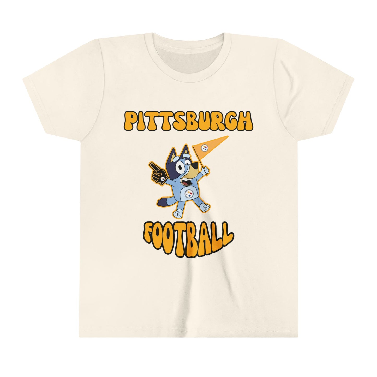 Youth Bluey Design Pittsburgh Steelers Football -Inspired T-Shirt