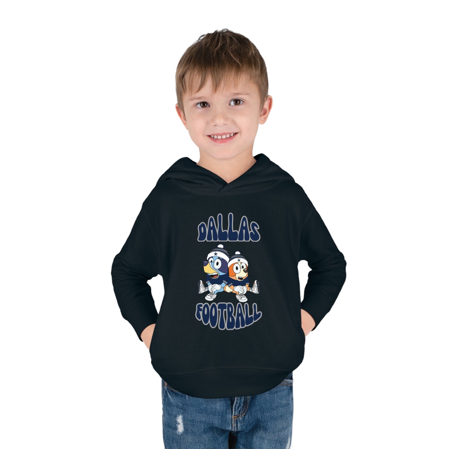 Toddler Bluey & Bingo Design Dallas Football - Inspired Pullover Fleece Hoodie