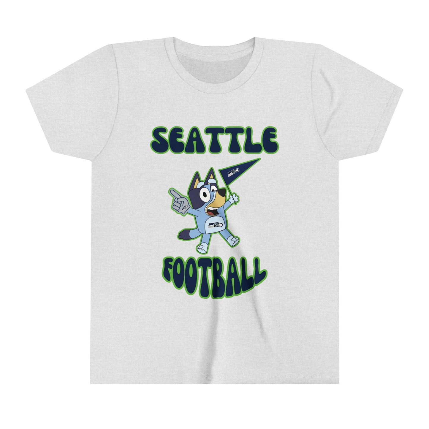 Youth Bluey Design Seattle Seahawks Football -Inspired T-Shirt