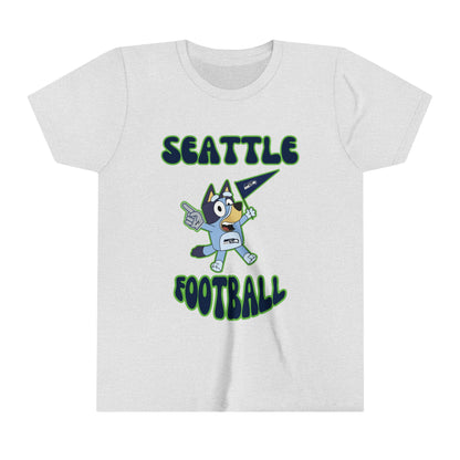 Youth Bluey Design Seattle Seahawks Football -Inspired T-Shirt