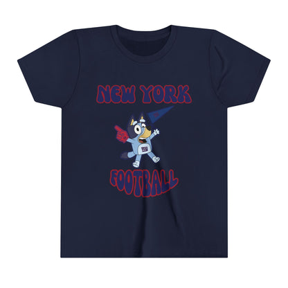 Youth Bluey Design New York Giants Football -Inspired T-Shirt