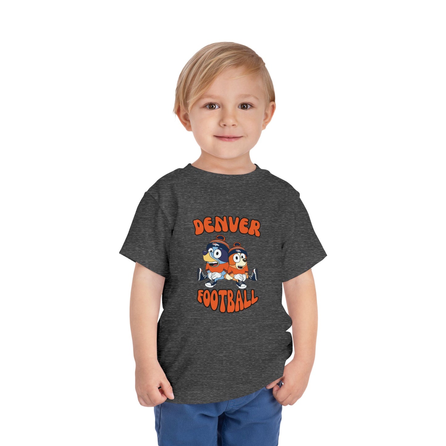 Toddler Bluey & Bingo Design Broncos Football - Inspired T-Shirt