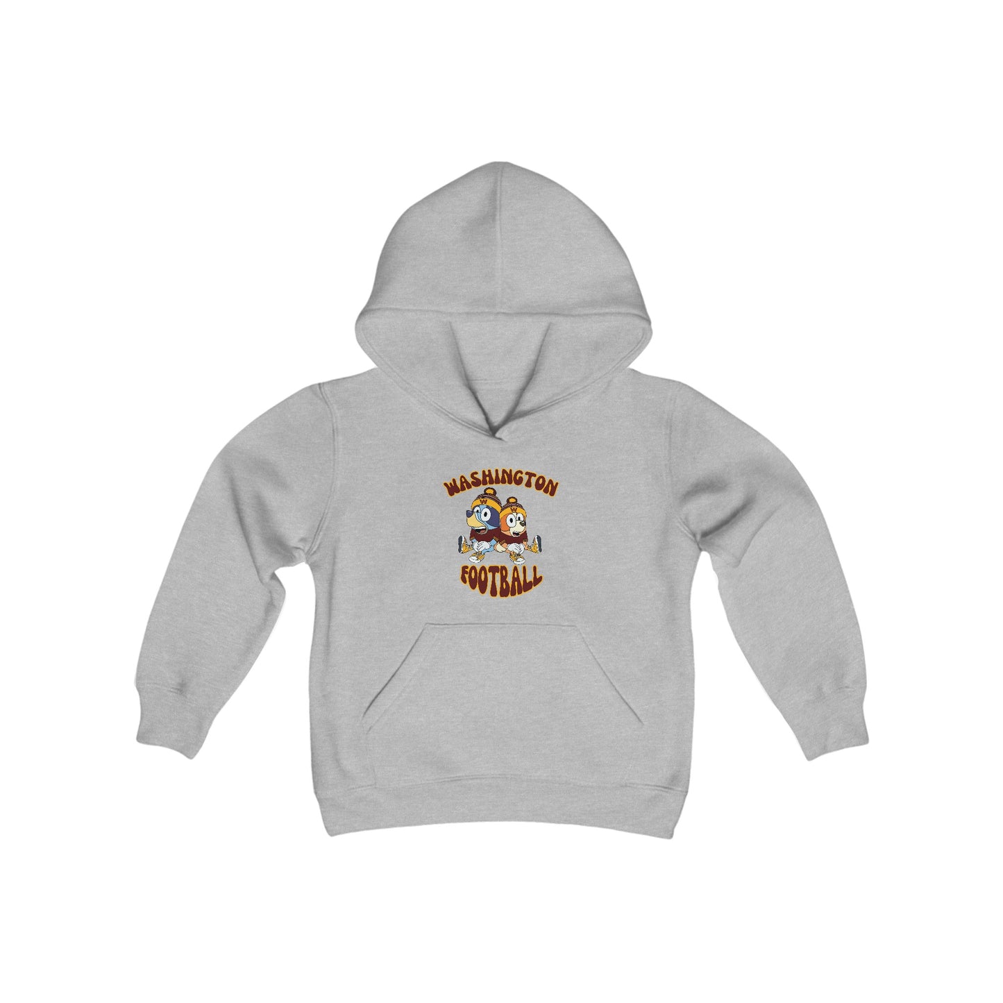 Youth Bluey & Bingo Design Commanders Football - Inspired Heavy Blend Hooded Sweatshirt