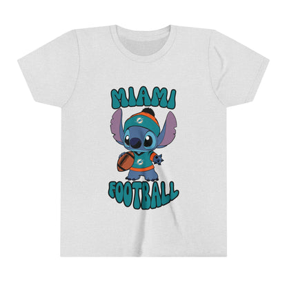 Youth Stitch Design Dolphins Football - Inspired T-Shirt