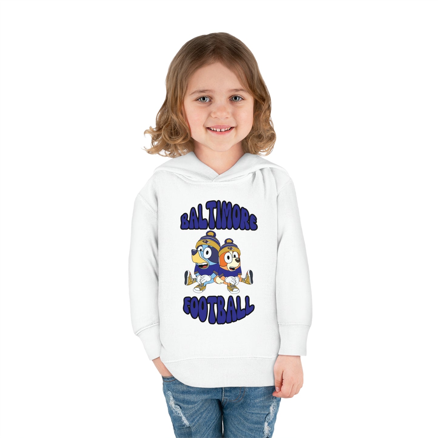 Toddler Bluey & Bingo Design Ravens Football - Inspired Pullover Fleece Hoodie