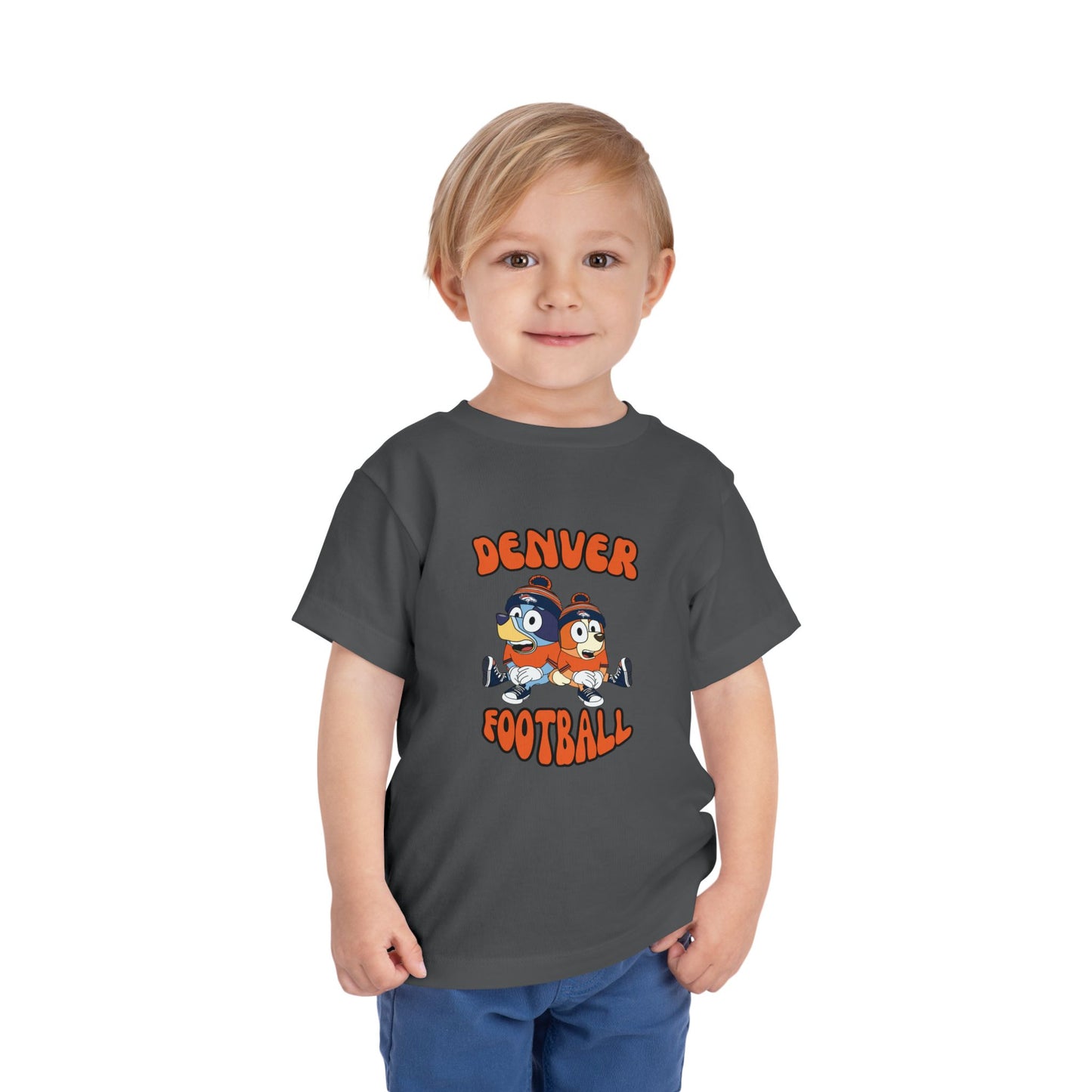 Toddler Bluey & Bingo Design Broncos Football - Inspired T-Shirt