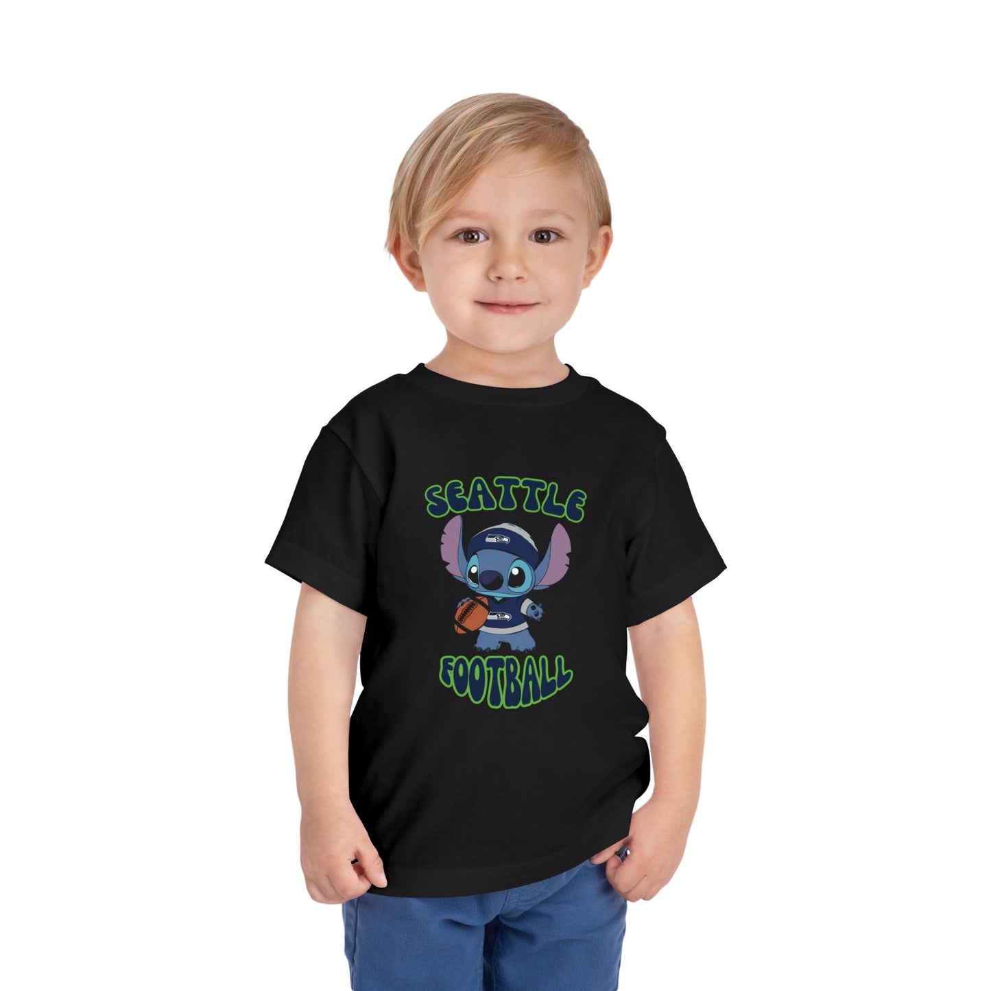 Toddler Stitch Design Seahawks Football - Inspired T-Shirt