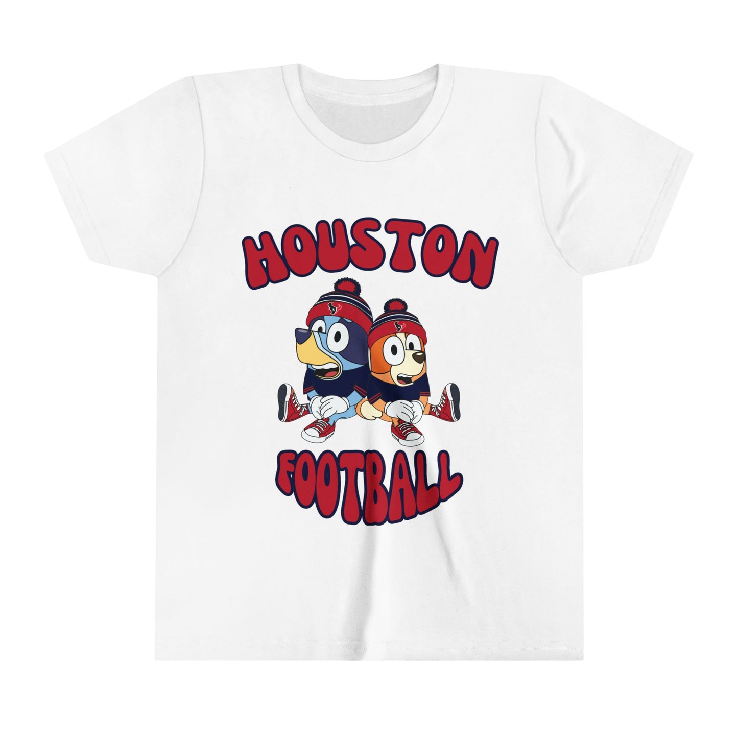 Youth Bluey & Bingo Design Texans Football - Inspired T-Shirt