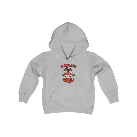 Youth Bluey & Bingo Design Browns Football - Inspired Heavy Blend Hooded Sweatshirt